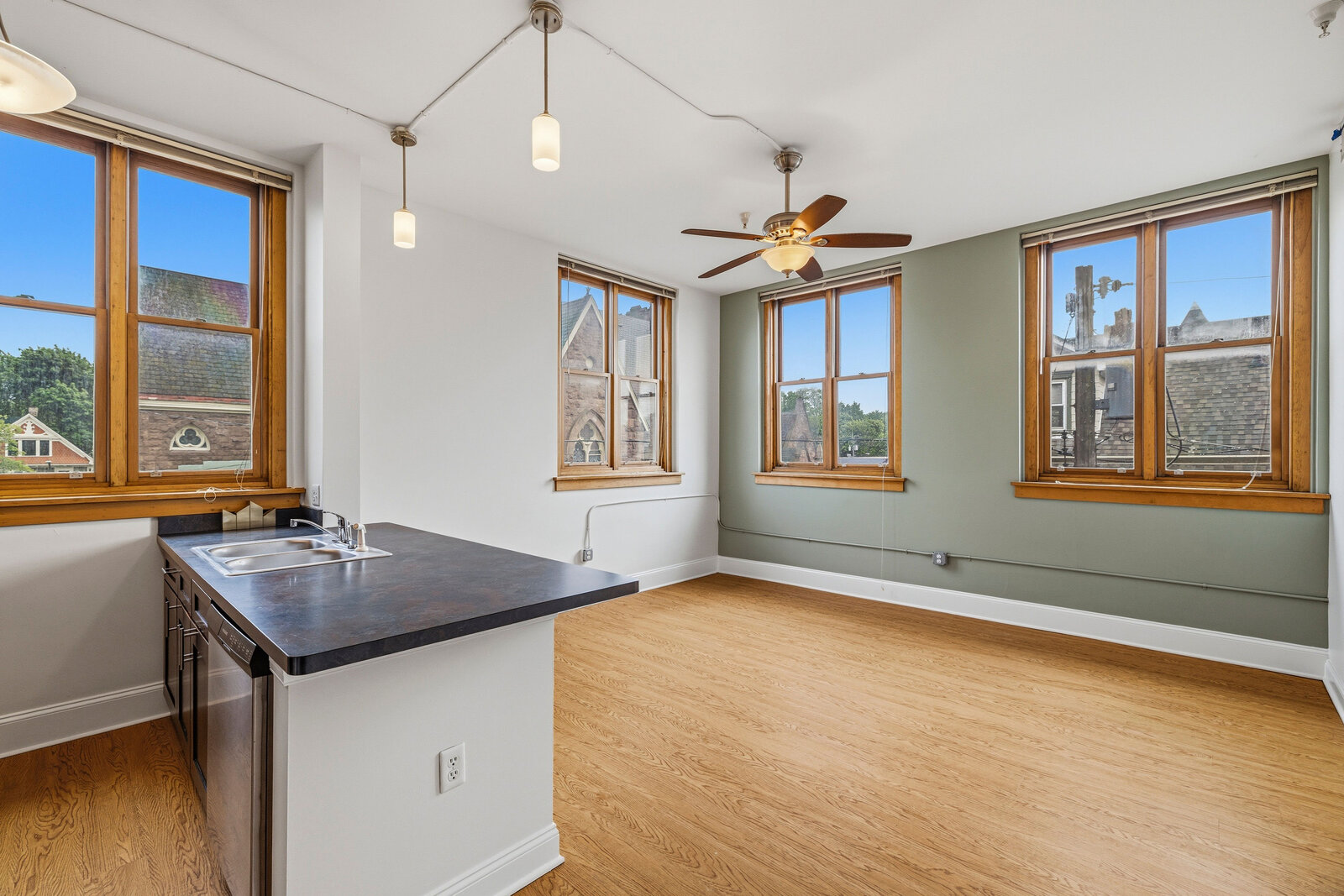 Living area with large windows